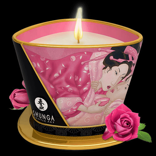 Bougie de massage lueur et caresses - Aphrodisia Rose