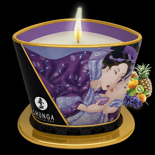 Bougie de massage lueur et caresses - Libido Fruits exotiques