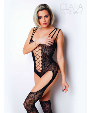 Le numéro 9 bodystocking Clara Morgane - Noir