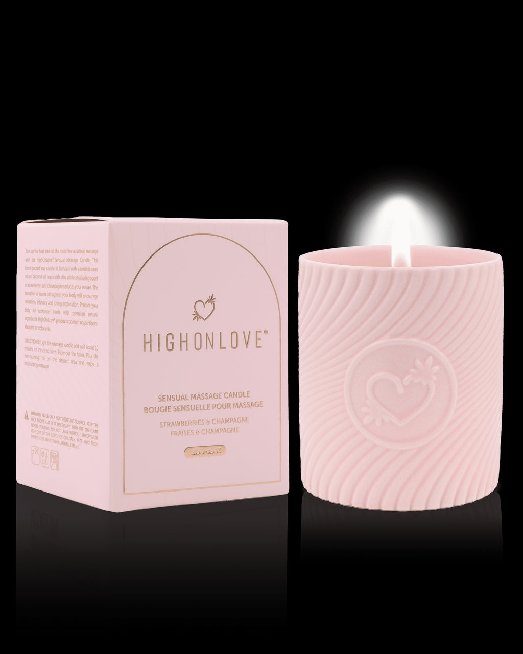 Bougie de massage Rose 220 ml - Fraises et champagne