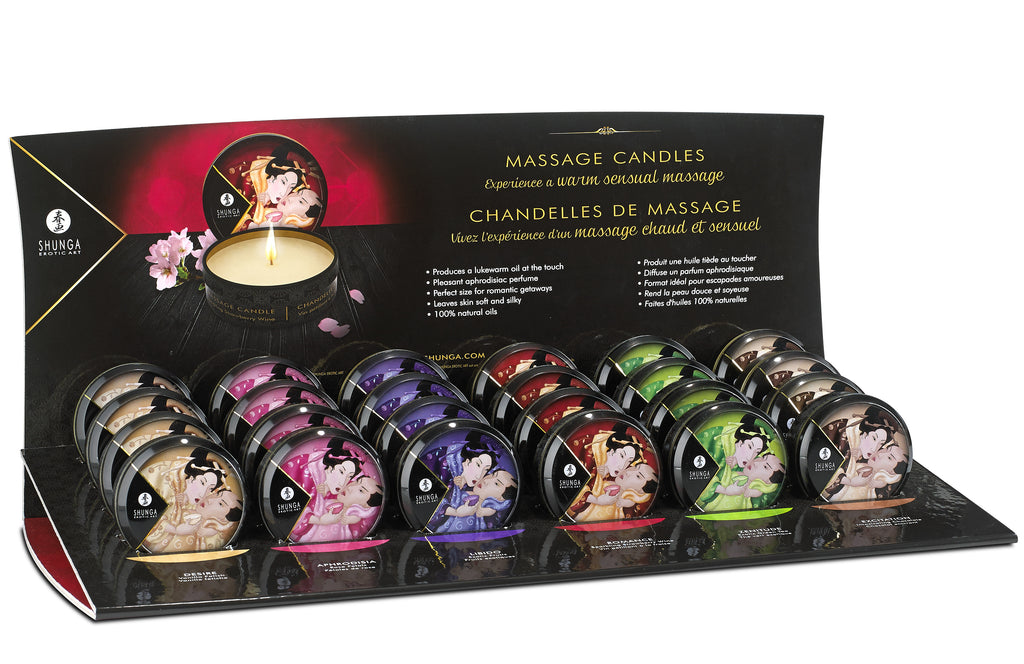 Présentoire mini bougies de massage - 24 unités