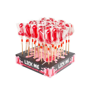 Présentoir sucette candy pénis à la cerise avec effet de la chaleur épicé (40 pièces)